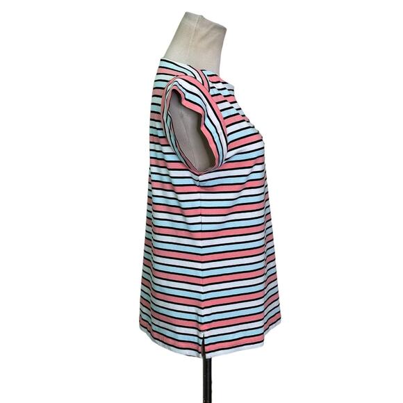 Anne Klein pink blue stripes short sleeves top size Small - Picture 6 of 9